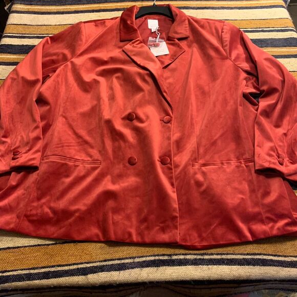 Velvet Blazer Jacket Plus Size LC Lauren Conrad Double-Breasted Notch Collar 4X - Picture 1 of 7
